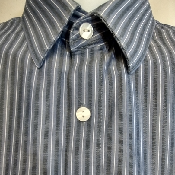 Men's Calvin Klein Striped Button Down Long Sleeve Cotton Blend Shirt M - Picture 3 of 8